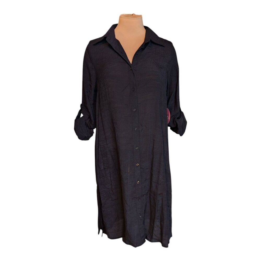 Live 4 Truth Sheer Button Down Blouse Maternity Black Women's Small Casual New